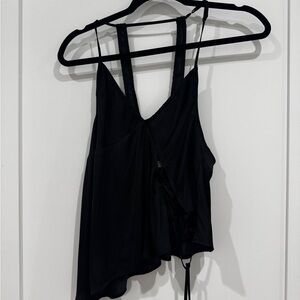 Intimately by Free People Black Satin Camisole with sexy braided cutout